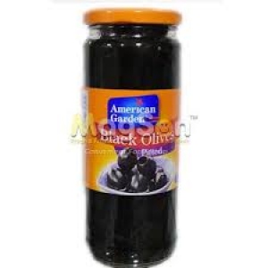 AMERICAN GARDEN BLACK OLIVES PITTED 450G